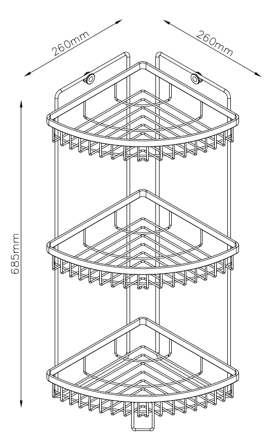 CS2535B stainless steel 3 tier basket